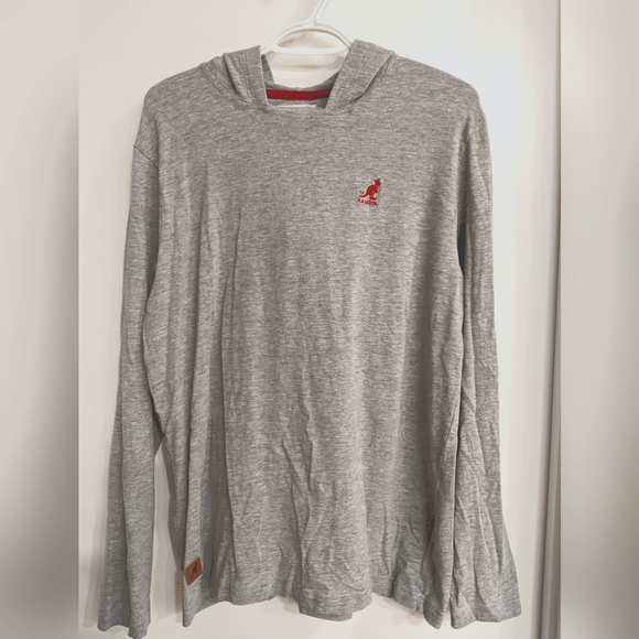 Men's hooded long sleeve shirt kangol size Large Red and Light grey - Picture 1 of 7